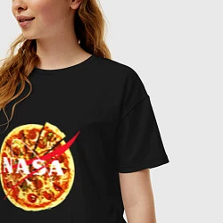 Футболка оверсайз женская NASA: Pizza, цвет: черный — фото 2