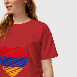 Футболка оверсайз женская Сердце Армении, цвет: красный — фото 2