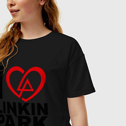 Футболка оверсайз женская I love Linkin Park, цвет: черный — фото 2