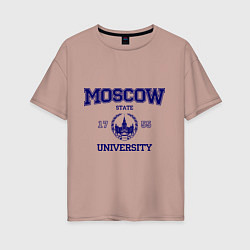 Футболка оверсайз женская MGU Moscow University, цвет: пыльно-розовый