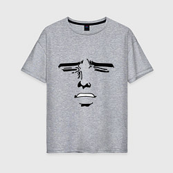 Футболка оверсайз женская Лицо в стиле аниме, цвет: меланж