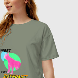 Футболка оверсайз женская Привет я из internet, цвет: авокадо — фото 2