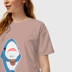 Футболка оверсайз женская Hype Shark, цвет: пыльно-розовый — фото 2