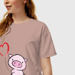Футболка оверсайз женская Pig Love, цвет: пыльно-розовый — фото 2