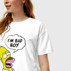 Футболка оверсайз женская I am bad boy, цвет: белый — фото 2