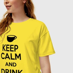 Футболка оверсайз женская Keep Calm & Drink Tea, цвет: желтый — фото 2