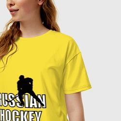 Футболка оверсайз женская Russian hockey, цвет: желтый — фото 2