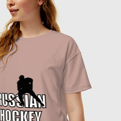 Футболка оверсайз женская Russian hockey, цвет: пыльно-розовый — фото 2