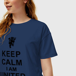 Футболка оверсайз женская Keep Calm & United fan, цвет: тёмно-синий — фото 2