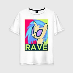 Футболка оверсайз женская DJ Pon-3 RAVE, цвет: белый