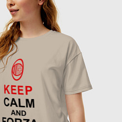 Футболка оверсайз женская Keep Calm & Forza Milan, цвет: миндальный — фото 2