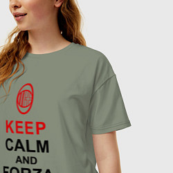 Футболка оверсайз женская Keep Calm & Forza Milan, цвет: авокадо — фото 2