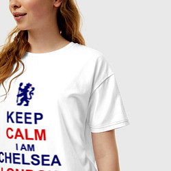 Футболка оверсайз женская Keep Calm & Chelsea London fan цвета белый — фото 2