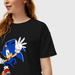 Футболка оверсайз женская Sonic, цвет: черный — фото 2