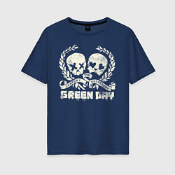 Футболка оверсайз женская Green Day: Skulls Love, цвет: тёмно-синий