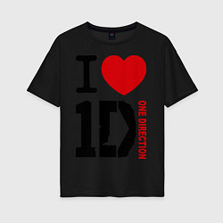 Футболка оверсайз женская I love 1D, цвет: черный