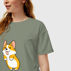Футболка оверсайз женская Корги лапочка, цвет: авокадо — фото 2