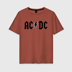 Футболка оверсайз женская AC/DC, цвет: кирпичный