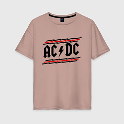 Футболка оверсайз женская AC/DC Voltage, цвет: пыльно-розовый