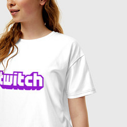 Футболка оверсайз женская Twitch Logo, цвет: белый — фото 2