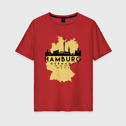 Футболка оверсайз женская Гамбург - Германия, цвет: красный