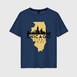 Футболка оверсайз женская Чикаго - США, цвет: тёмно-синий