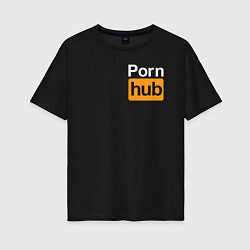 Футболка оверсайз женская PornHub, цвет: черный