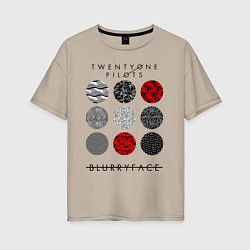 Футболка оверсайз женская TOP: Blurryface, цвет: миндальный