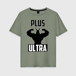 Футболка оверсайз женская PLUS ULTRA черный, цвет: авокадо