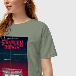 Футболка оверсайз женская Название и магнитофон, цвет: авокадо — фото 2