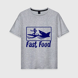 Футболка оверсайз женская Shark fast food, цвет: меланж