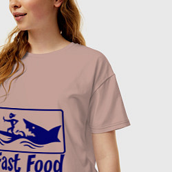 Футболка оверсайз женская Shark fast food, цвет: пыльно-розовый — фото 2