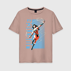 Футболка оверсайз женская Justice Wonder Woman, цвет: пыльно-розовый