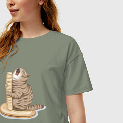 Футболка оверсайз женская Орущий Кот, цвет: авокадо — фото 2