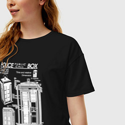 Футболка оверсайз женская Доктор Кто, ТАРДИС, цвет: черный — фото 2