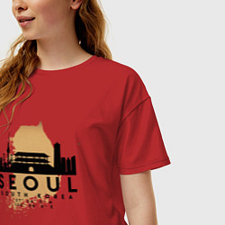 Футболка оверсайз женская Сеул Южная Корея, цвет: красный — фото 2