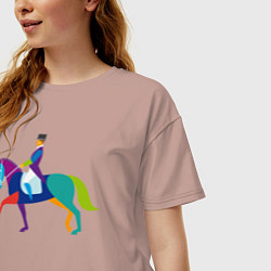Футболка оверсайз женская Всадник на коне, цвет: пыльно-розовый — фото 2