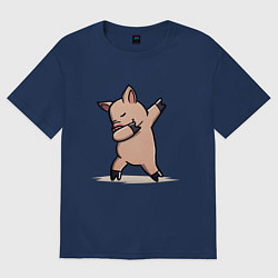 Футболка оверсайз женская Dabbing Pig, цвет: тёмно-синий