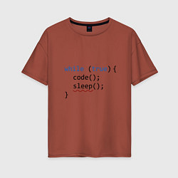 Футболка оверсайз женская Code - sleep, цвет: кирпичный