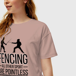 Футболка оверсайз женская Fencing, цвет: пыльно-розовый — фото 2