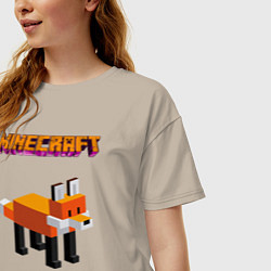 Футболка оверсайз женская Minecraft - лиса, цвет: миндальный — фото 2
