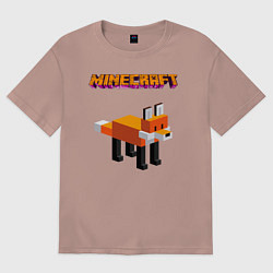 Футболка оверсайз женская Minecraft - лиса, цвет: пыльно-розовый