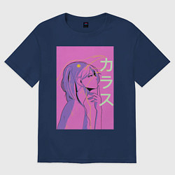 Футболка оверсайз женская Vaporwave anime art, цвет: тёмно-синий