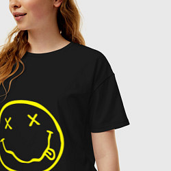 Футболка оверсайз женская NIRVANA на спине, цвет: черный — фото 2