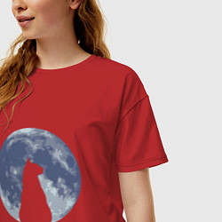 Футболка оверсайз женская Night Cat, цвет: красный — фото 2