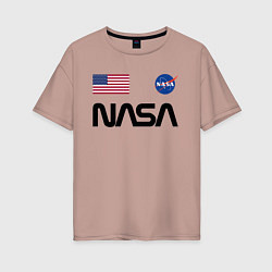 Футболка оверсайз женская NASA НАСА, цвет: пыльно-розовый