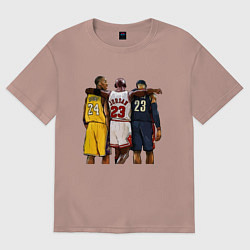 Футболка оверсайз женская Bryant, Jordan, James, цвет: пыльно-розовый