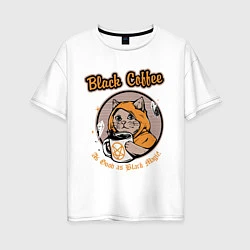 Футболка оверсайз женская Black Coffee Cat, цвет: белый