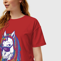 Футболка оверсайз женская Rasta Unicorn, цвет: красный — фото 2