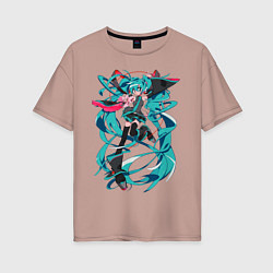Футболка оверсайз женская Hatsune Miku Expo, цвет: пыльно-розовый